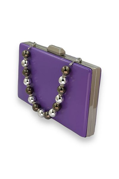Wedding Fashion Purple Pearl Leather Evening Bag - Portfolio and Clutch Model, for Wedding and Engagement