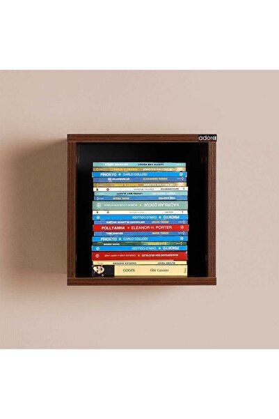 Adore Mobilya Dekoratif Kare Duvar Rafı - Ispanyol Ceviz 30x30x25 Cm (GXYXD)