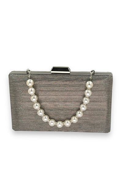 Wedding Fashion Rochie de seară cu mânecă cu dungi și perle tăiate cu laser de culoare platină Clutch Prom - Prom de absolvire