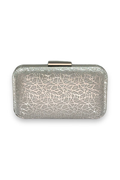 MidStore Gri argintiu culoare șchiop cu model laser geantă pentru rochie de s...