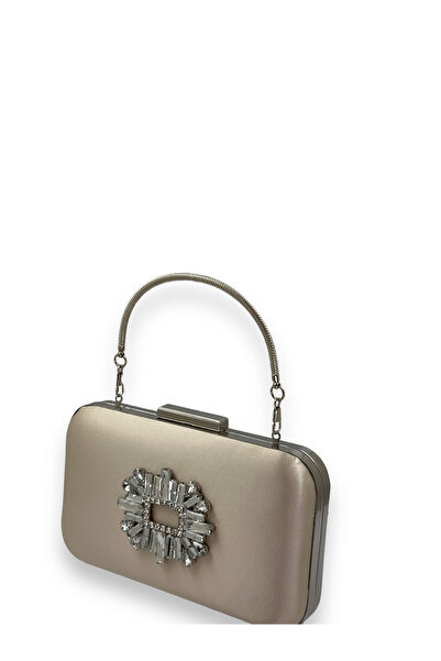 Generic Brand Women's Evening Dress Bag with Stones – Satin, Silver Case, Han...