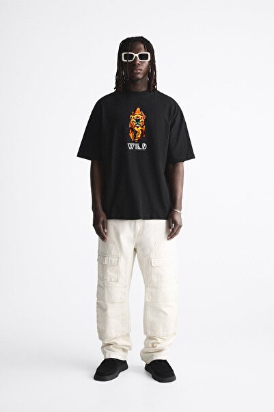 CC STORE Unisex Oversize Wild T-shirt-T-Shirt Πολύχρωμο Μαύρο Λευκό Πράσινο