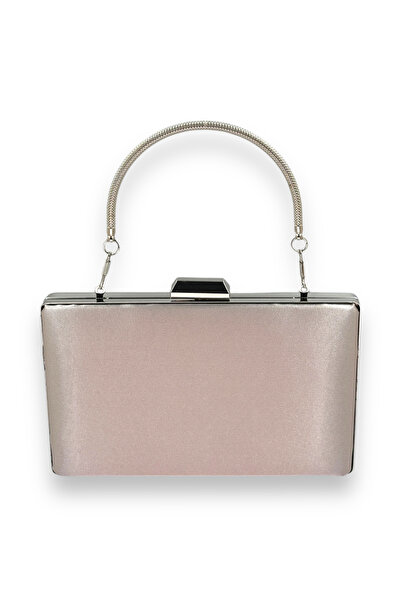 Generic Brand Silver Stone Evening Dress Bag with Silver Case - Mink Color Sa...