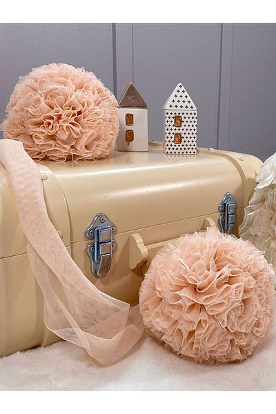 PAMUKA Pompom Salmon Tulle Twin Set