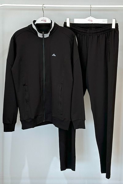 REMSA Μαύρη ανδρική αθλητική φόρμα - Lycra Combed Cotton 3715