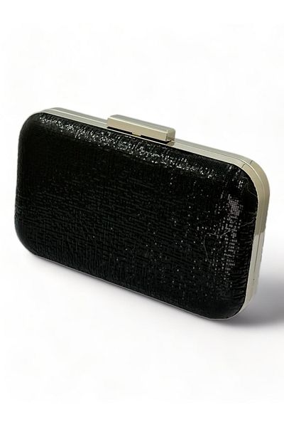 Wedding Fashion Țesătură neagră strălucitoare importată - rochie de seară clutch și portofoliu