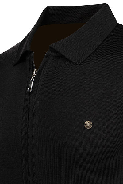 Çizgi Triko Stripe Knitwear Men's Knitwear Jacket Zippered Pocket Detailed Patterned Steel Knit Classic Fit -4241K