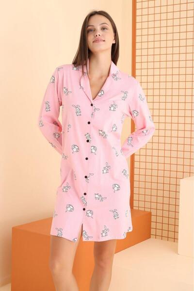 NBB Pink Cheerful Rabbit Long Sleeve Single Nightgown 68075