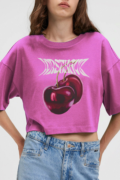 CC STORE WRST WRST CROP Σχέδιο Cherry για όλες τις εποχές της χρονικής σειράς |   Εμπρός και πίσω με στάμπα |   ΡΟΖ