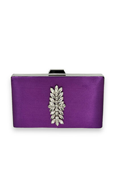 MidStore Purple Color Satin Crystal Stone Evening Dress Bag Evening Bag Henna...
