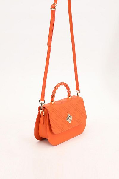 Levidor Orange Embossed Patterned Handbag