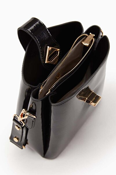 Levidor SİYAH RUGAN Üç Bölmeli Omuz Çantası