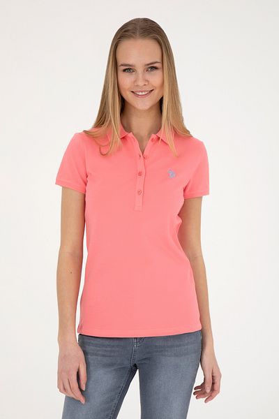 U.S. Polo Assn. Tricou de bază roz pentru damă cu gât polo 50280057 -vr105