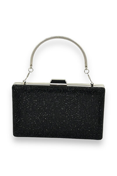 MidStore Culoare Neagră Cristal Piatră Mâner Metalic Geanta Rochie De Seara N...