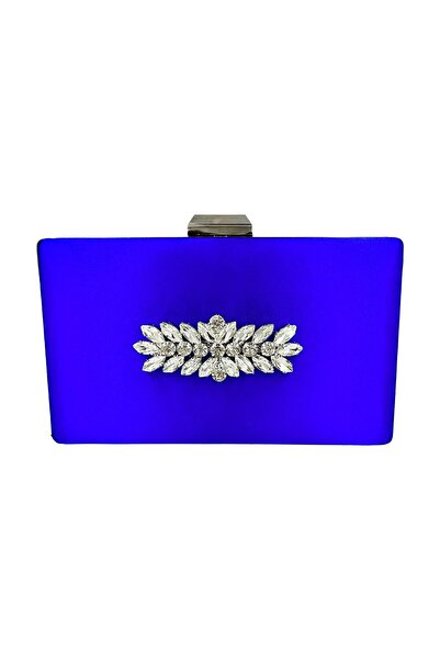 Generic Brand Blue Satin Cobalt Blue - Evening Dress Bag with Silver Case and...