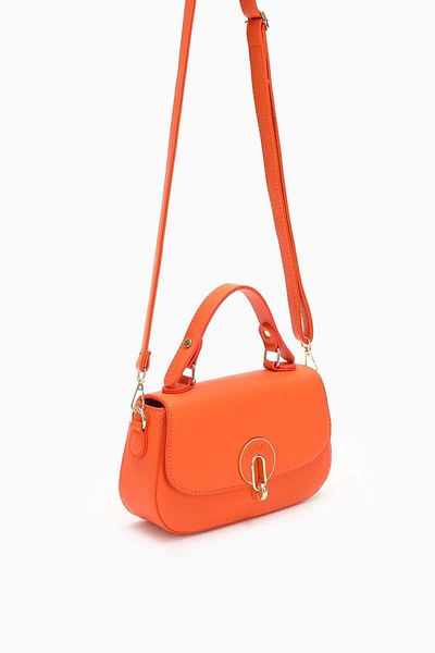Levidor Orange Single Compartment Handbag with Lock Closure