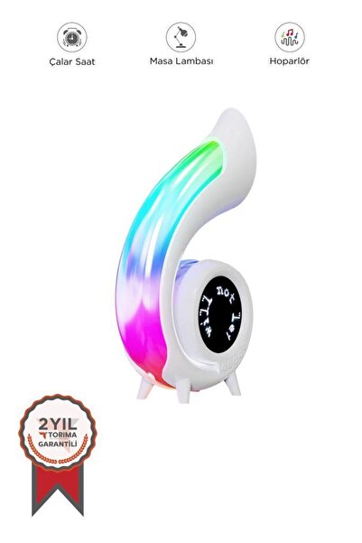 Torima Bluetooth Hoparlör Saat Özellikli Masa Lambası 6in1 XM-G69 Beyaz