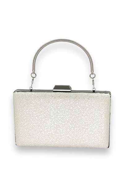 Wedding Fashion Piele mată cu model de cristal ecru - Mâner metalic Rochie de seară Clutch Geantă de bal