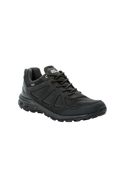 Jack Wolfskin Ανδρικά μαύρα παπούτσια εξωτερικού χώρου Woodland 2 Texapore Low Ανδρικά παπούτσια εξωτερικού χώρου