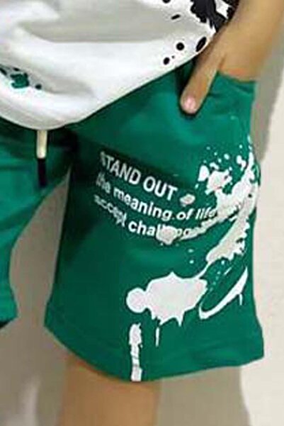 Riccotarz Σετ πράσινο σορτς με βούρτσα αγοριού με μοτίβο με τσέπες