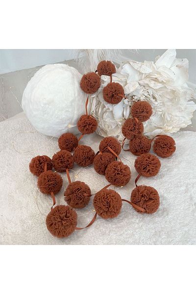 PAMUKA Cinnamon Tulle Mini Pompom Banner