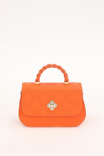 Levidor Orange Embossed Patterned Handbag