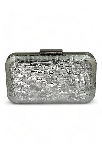 Wedding Fashion Rochie de seară din platină gri argintiu strălucitor - Geantă de seară din țesătură importată și clutch portofoliu
