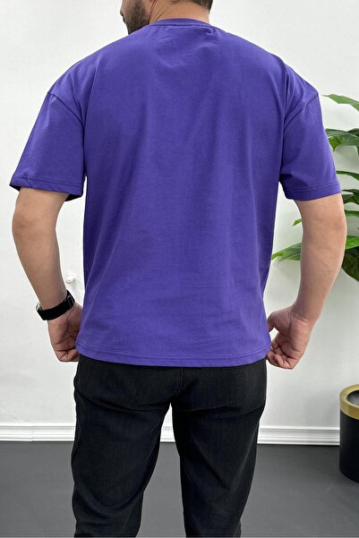 Edwox Ανδρικό μπλουζάκι Oversize 100% βαμβακερό αναπνεύσιμο Basic Purple Edw038