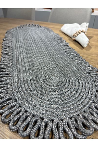 MaVaux Gray Galaxy Patterned Natural Jute - American Serving, Table, Coffee Table Cover Runner, Wicker, 30X80