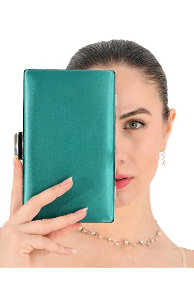 Generic Brand Green Color Satin Evening Bag Evening Bag Engagement Wedding Bag