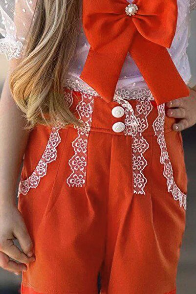 Riccotarz Κοριτσίστικο τετράγωνο γιακά διαφανές πορτοκαλί σορτς κοστούμι