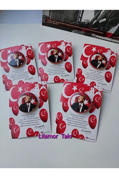 Lilamor 10 Adet 29 Ekim Cumhuriyet Bayramı, 23 Nisan Çocuk Bayramı Atatürk Rozet