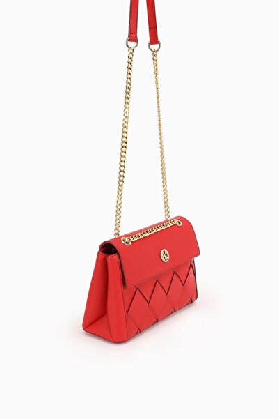 Levidor Red Diamond Pattern Chain Shoulder Bag