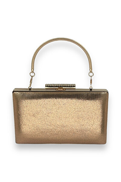 Wedding Fashion Rochie de seară din satin auriu roz - țesătură importată, lucioasă, clutch Henna Homecoming Prom