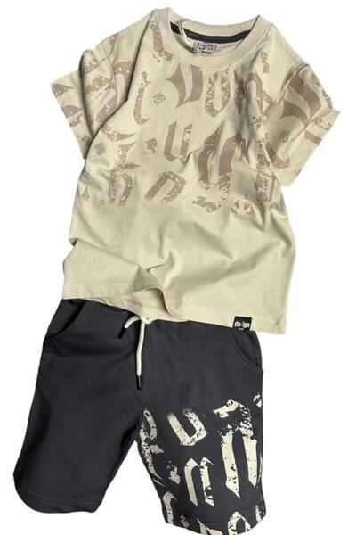 Riccotarz Σετ αγοριού μπεζ με vintage σχέδια