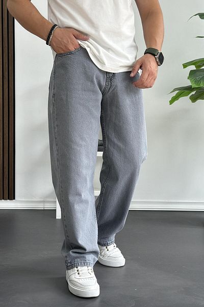 Edwox Ανδρικό τζιν παντελόνι σε γκρι Premium Baggy Style - Edw182