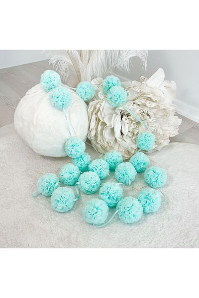 PAMUKA Mint Green Tulle Mini Pompom Banner