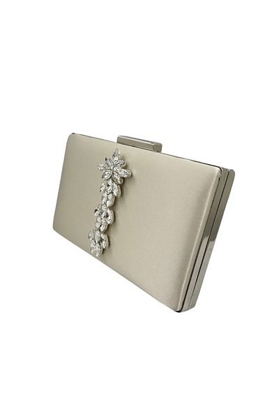 Wedding Fashion Culoarea pielii Carcasă argintie Piatră argintie Satin Geantă de rochie de seară Clutch Geantă de absolvire de bal
