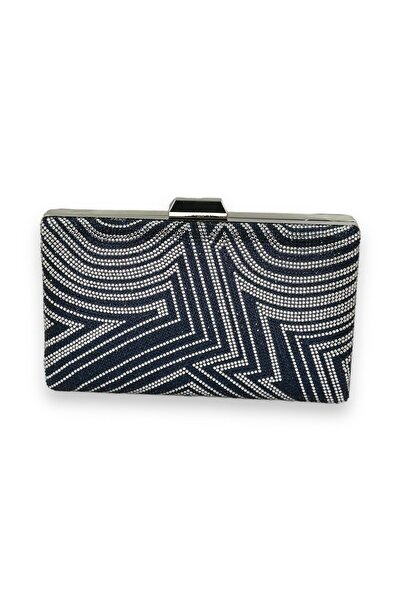 MidStore Темно-синя срібляста сумочка з кришталевими камінцями для весілля, з...