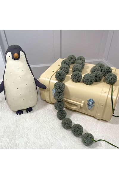 PAMUKA Khaki Green Tulle Mini Pompom Banner