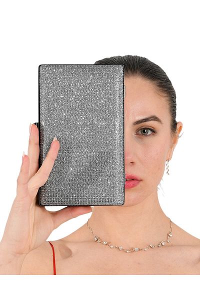 Wedding Fashion Antracit Gri Platină Culoare Sclipici Rochie de Seara Geanta Clutch Prom Graduation Bag