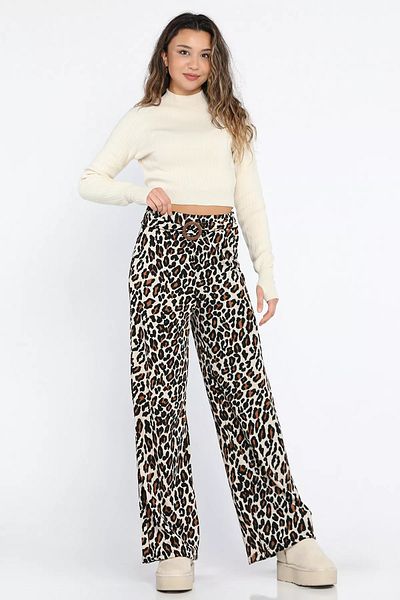 GÜLSELİ Pantaloni de damă cu model leopard cu model leopard