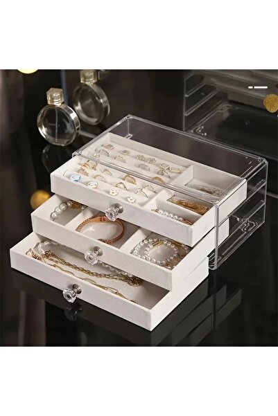 teknotrust 3 Katmanlı Takı Düzenleyici, Beyaz, Çok Katmanlı Organizatör