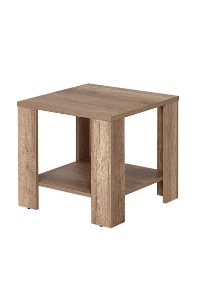 Adore Mobilya New Line Köşe Sehpa - Açık Ceviz (tori) 50x48x50 Cm (gxyxd)