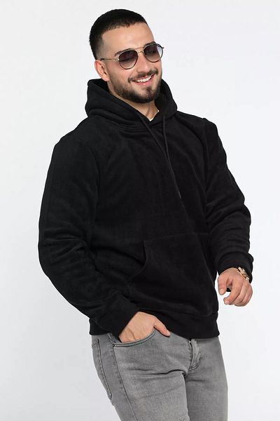 MİSHAR İTALİA Ανδρικό φούτερ Fleece με μαύρη κουκούλα με τσέπη καγκουρό