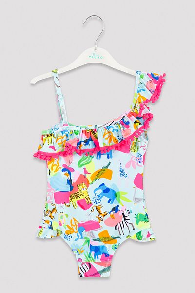 Penti Girl's Multicolored Tropical Patterned Discovery Swimsuit