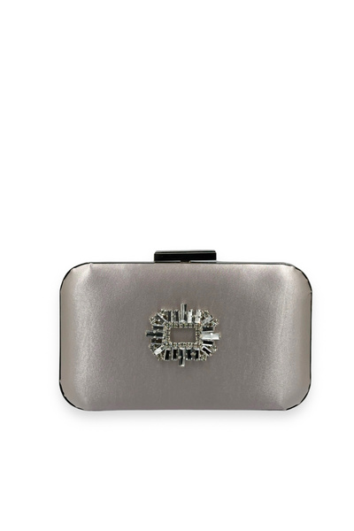 MidStore Mink Color Satin Silver Case Silver Stone Evening Dress Bag Evening ...