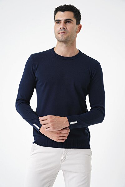 CHUBA Ανδρικό πλεκτό πουλόβερ με λαιμόκοψη Navy Blue 20w150