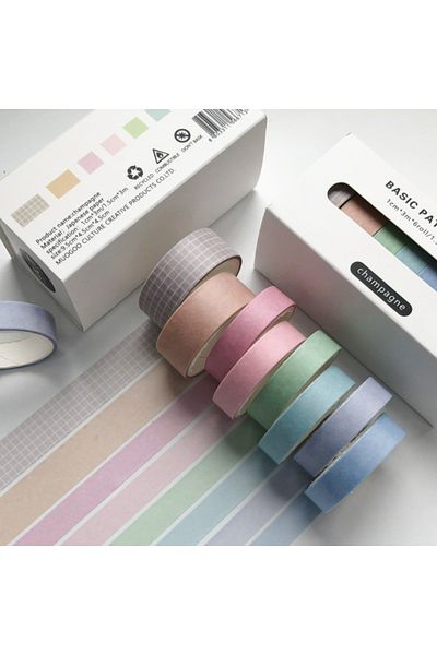 GUGUK 7-Color Champagne Pastel Washi Tape - Sticky Note (Ggk-Pc020)