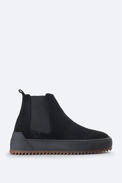 Avva Men's Black 100% Suede Leather Flexible and Durable Light Thermo Sole Chelsea Boots A32y8011
